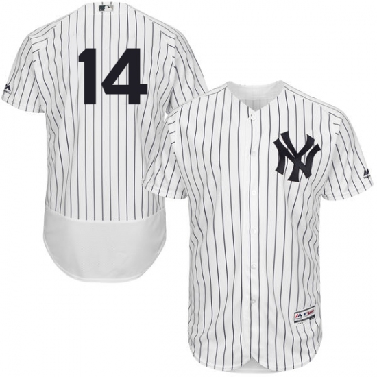 Men's Majestic New York Yankees 14 Brian Roberts White Home Flex Base Authentic Collection MLB Jersey
