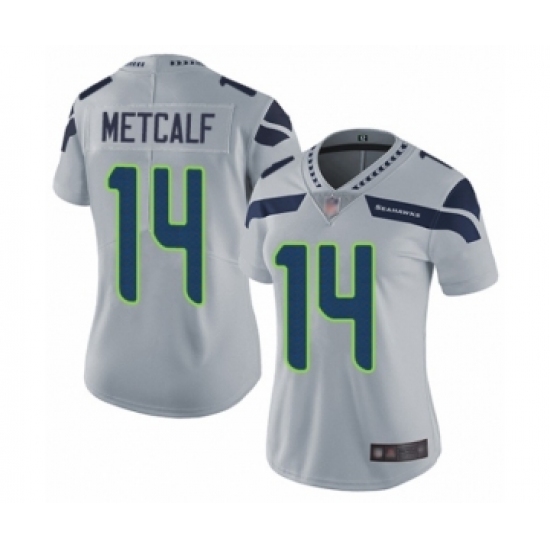 Women's Seattle Seahawks 14 D.K. Metcalf Grey Alternate Vapor Untouchable Limited Player Football Jersey