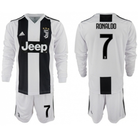 Juventus 7 Ronaldo Home Long Sleeves Soccer Club Jersey