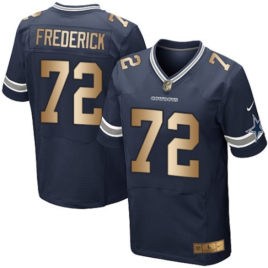 Men's Nike Dallas Cowboys 72 Travis Frederick Elite Navy/Gold Team Color NFL Jersey