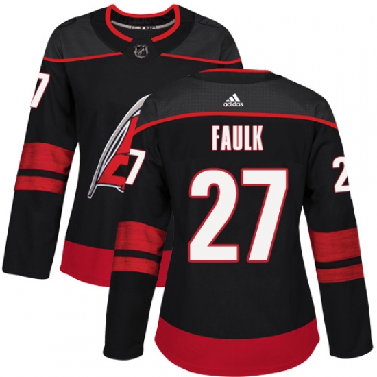 Women's Adidas Carolina Hurricanes 27 Justin Faulk Authentic Black Alternate NHL Jersey