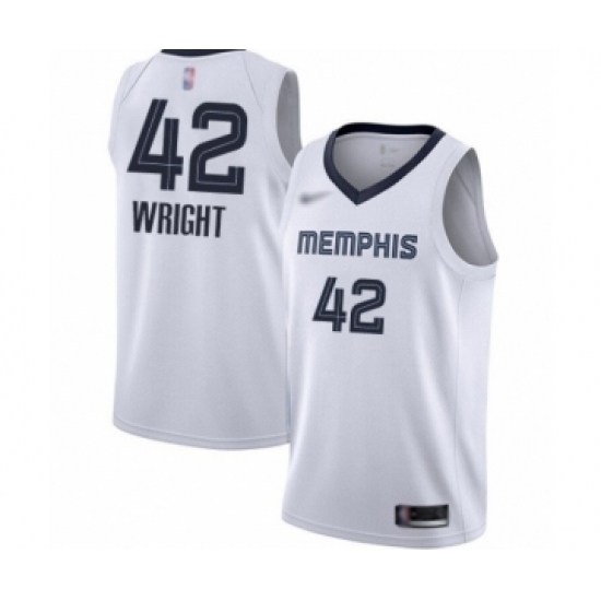 Youth Memphis Grizzlies 42 Lorenzen Wright Swingman White Finished Basketball Jersey - Association Edition