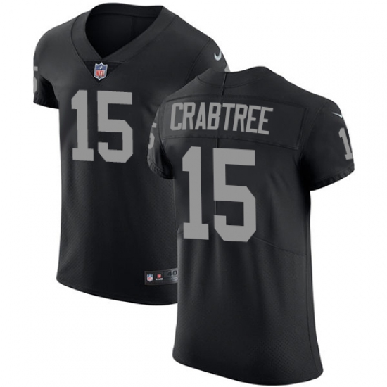 Men's Nike Oakland Raiders 15 Michael Crabtree Black Team Color Vapor Untouchable Elite Player NFL Jersey