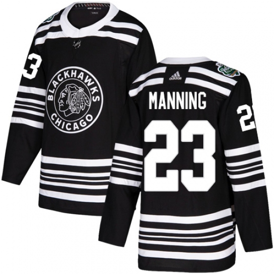 Men's Adidas Chicago Blackhawks 23 Brandon Manning Authentic Black 2019 Winter Classic NHL Jersey