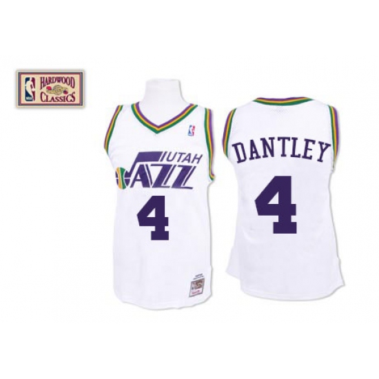 Men's Mitchell and Ness Utah Jazz 4 Adrian Dantley Authentic White Throwback NBA Jersey