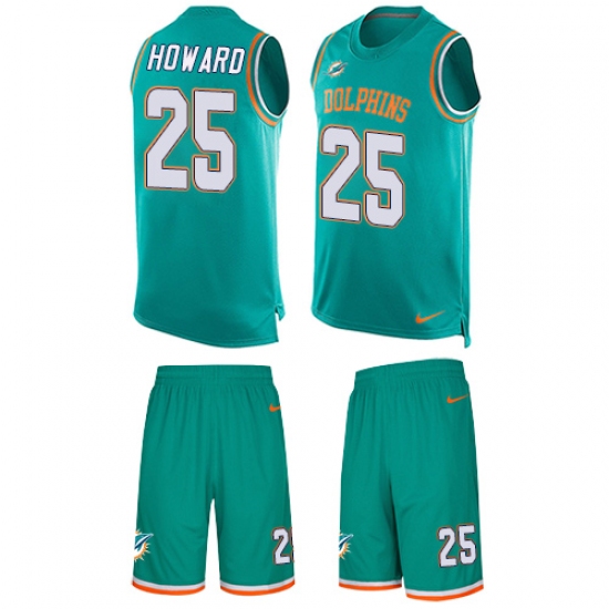 Men's Nike Miami Dolphins 25 Xavien Howard Limited Aqua Green Tank Top Suit NFL Jersey