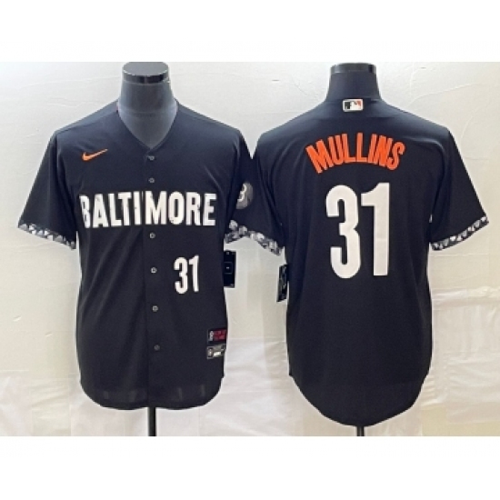 Men's Baltimore Orioles 31 Cedric Mullins Number Black 2023 City Connect Cool Base Stitched Jersey 2