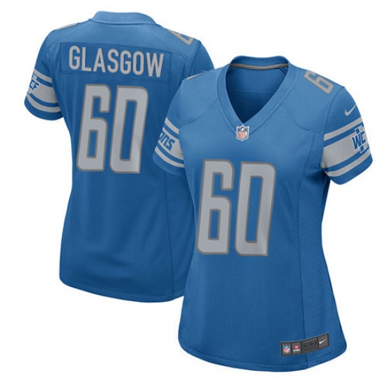 Women's Nike Detroit Lions 60 Graham Glasgow Game Light Blue Team Color NFL Jersey