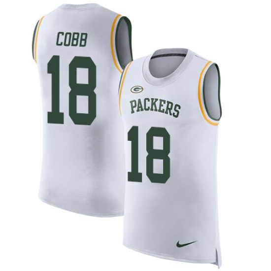 Men's Nike Green Bay Packers 18 Randall Cobb Limited White Rush Player Name & Number Tank Top NFL Jersey