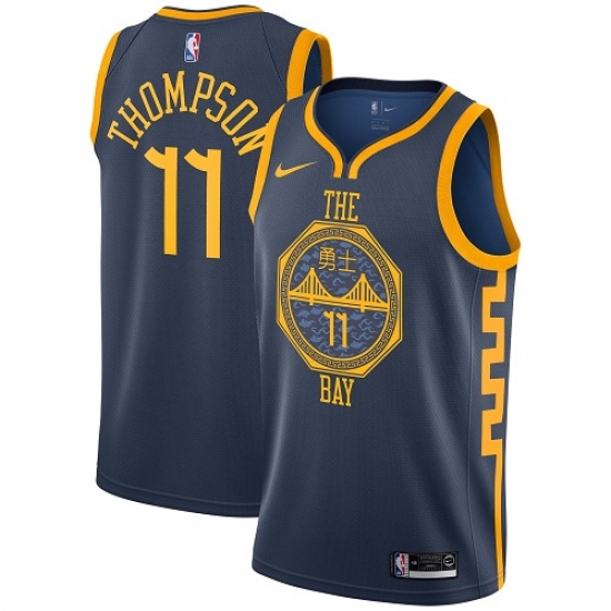 Men's Nike Golden State Warriors 11 Klay Thompson Swingman Navy Blue NBA Jersey - City Edition