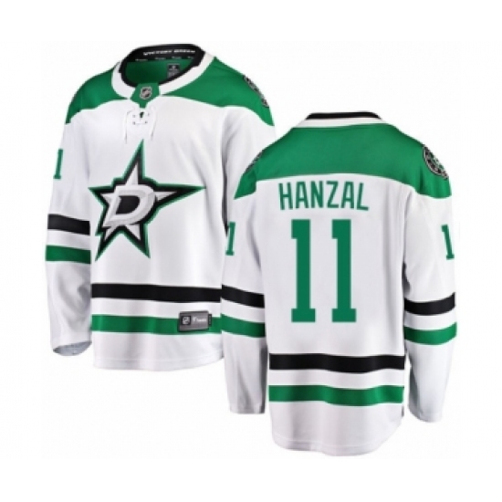 Men's Dallas Stars 11 Martin Hanzal Authentic White Away Fanatics Branded Breakaway NHL Jersey