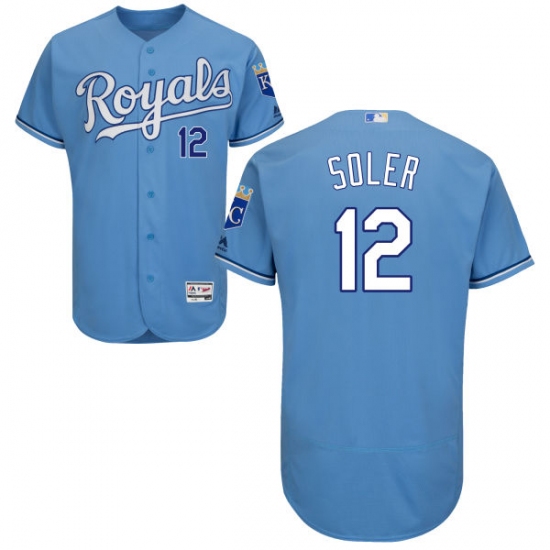 Men's Majestic Kansas City Royals 12 Jorge Soler Light Blue Flexbase Authentic Collection MLB Jersey