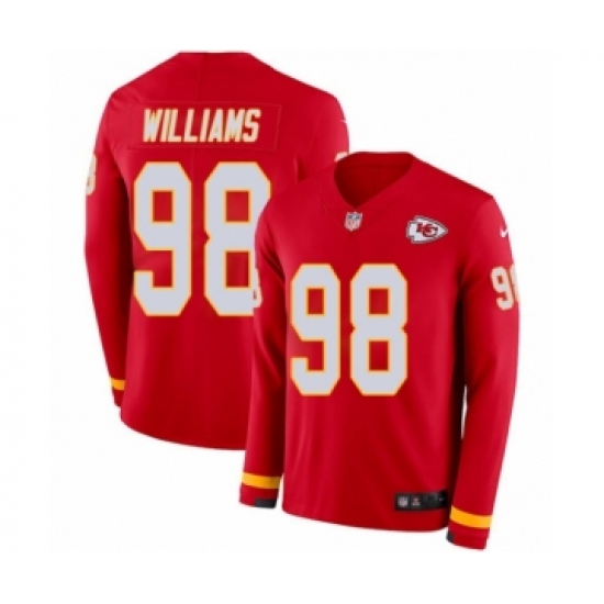 Men's Nike Kansas City Chiefs 98 Xavier Williams Limited Red Therma Long Sleeve NFL Jersey