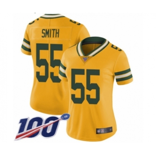 Women's Green Bay Packers 55 Za'Darius Smith Limited Gold Rush Vapor Untouchable 100th Season Football Jersey