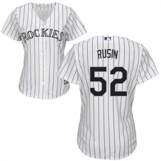 Women's Majestic Colorado Rockies 52 Chris Rusin Authentic White Home Cool Base MLB Jersey