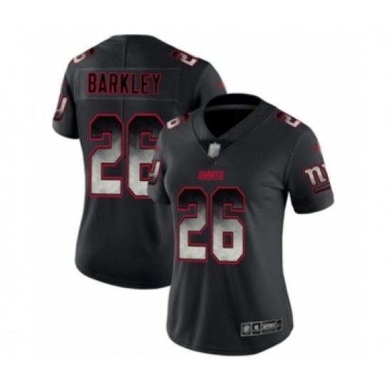 Women's New York Giants 26 Saquon Barkley Limited Black Smoke Fashion Football Jersey