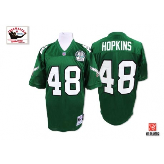 Mitchell And Ness Philadelphia Eagles 48 Wes Hopkins Green Authentic Throwback NFL Jersey