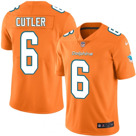 Men's Nike Miami Dolphins 6 Jay Cutler Limited Orange Rush Vapor Untouchable NFL Jersey