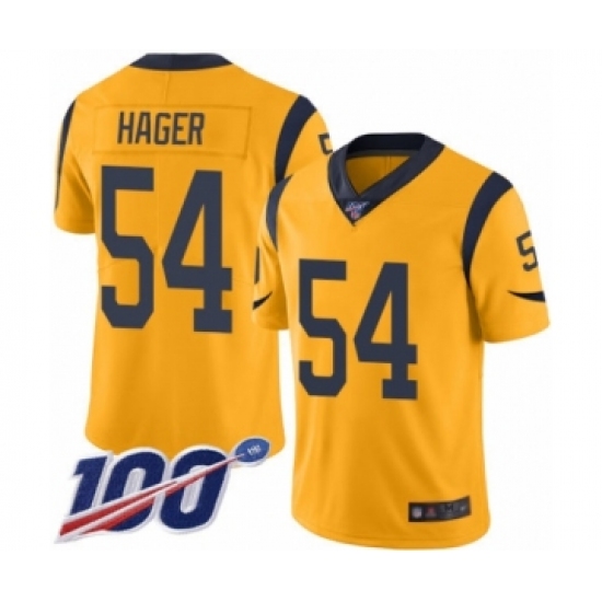 Men's Los Angeles Rams 54 Bryce Hager Limited Gold Rush Vapor Untouchable 100th Season Football Jersey