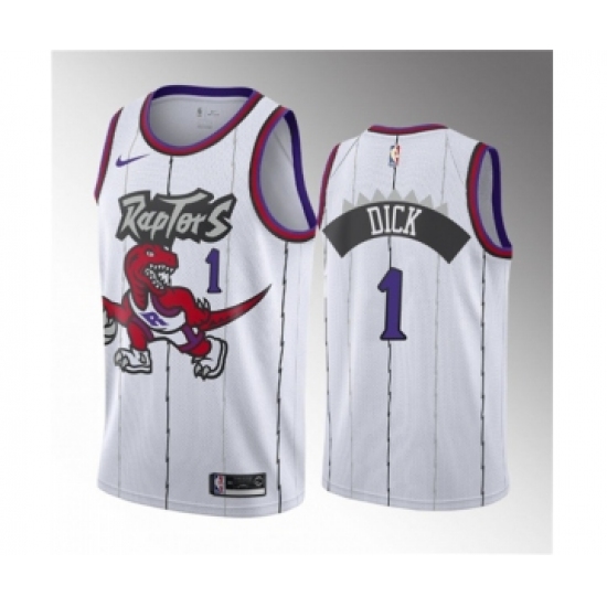 Men's Toronto Raptors 1 Gradey Dick White 2023 Draft Classic Edition Stitched Basketball Jersey