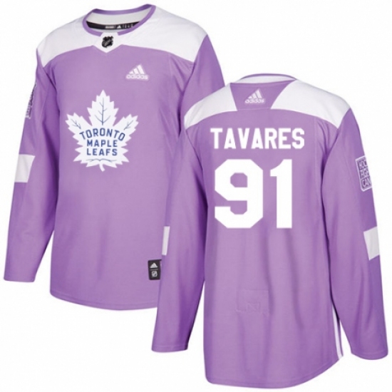Men's Adidas Toronto Maple Leafs 91 John Tavares Authentic Purple Fights Cancer Practice NHL Jersey