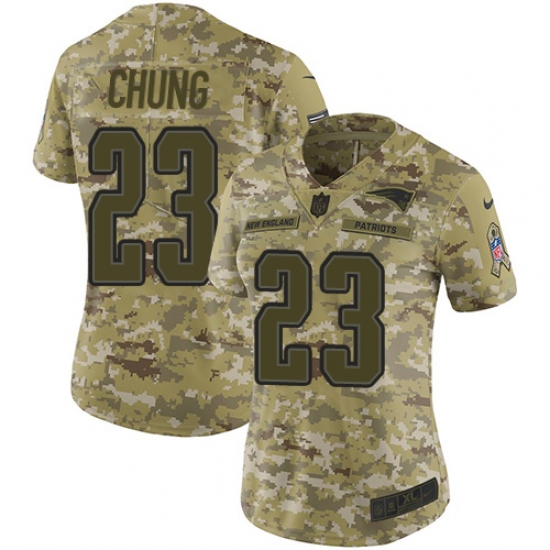 Women's Nike New England Patriots 23 Patrick Chung Limited Camo 2018 Salute to Service NFL Jersey