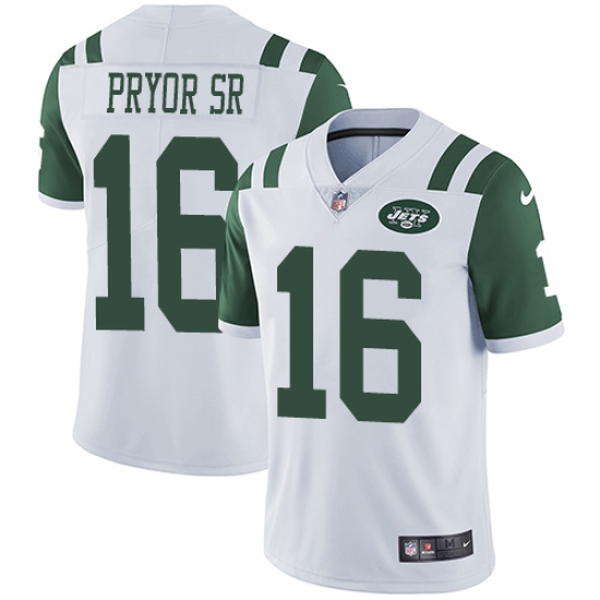 Men's Nike New York Jets 16 Terrelle Pryor Sr. White Vapor Untouchable Limited Player NFL Jersey