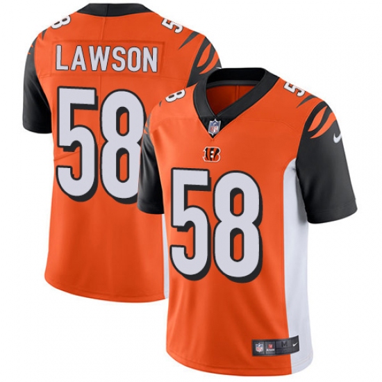 Youth Nike Cincinnati Bengals 58 Carl Lawson Vapor Untouchable Limited Orange Alternate NFL Jersey