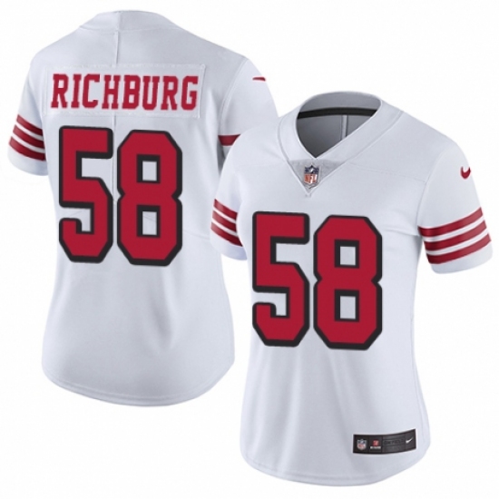Women's Nike San Francisco 49ers 58 Weston Richburg Limited White Rush Vapor Untouchable NFL Jersey