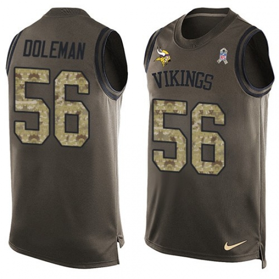 Men's Nike Minnesota Vikings 56 Chris Doleman Limited Green Salute to Service Tank Top NFL Jersey