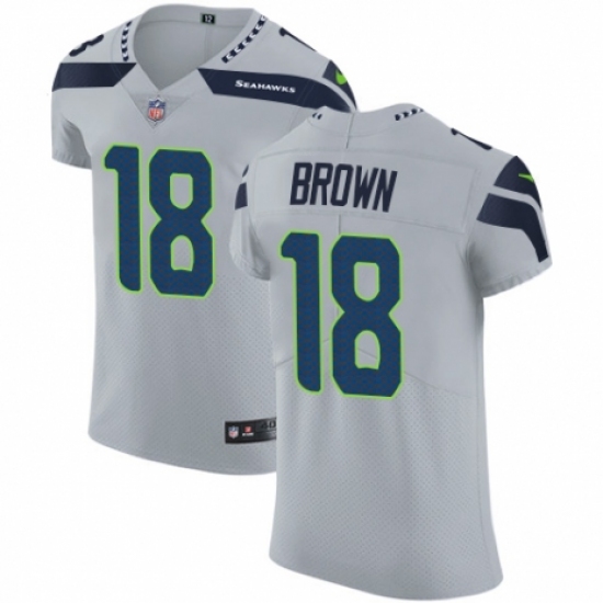 Men's Nike Seattle Seahawks 18 Jaron Brown Grey Alternate Vapor Untouchable Elite Player NFL Jersey
