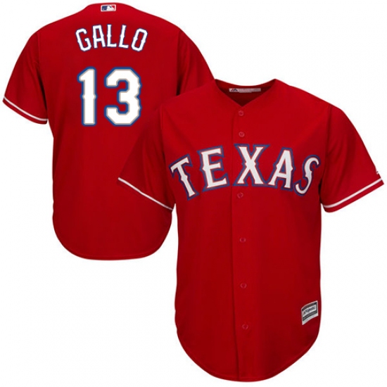 Youth Majestic Texas Rangers 13 Joey Gallo Authentic Red Alternate Cool Base MLB Jersey