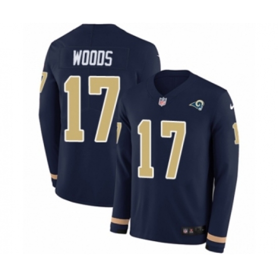 Youth Nike Los Angeles Rams 17 Robert Woods Limited Navy Blue Therma Long Sleeve NFL Jersey