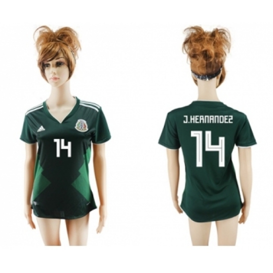 Women's Mexico 14 J.Hernandez Home Soccer Country Jersey