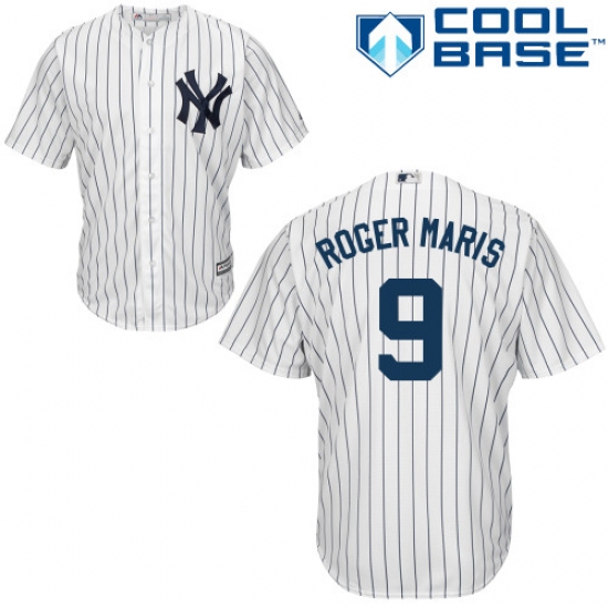 Men's Majestic New York Yankees 9 Roger Maris Replica White Home MLB Jersey