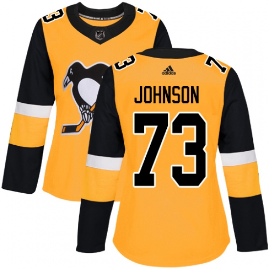 Women's Adidas Pittsburgh Penguins 73 Jack Johnson Authentic Gold Alternate NHL Jersey