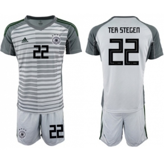 Germany 22 Ter Stegen Grey Goalkeeper Soccer Country Jersey