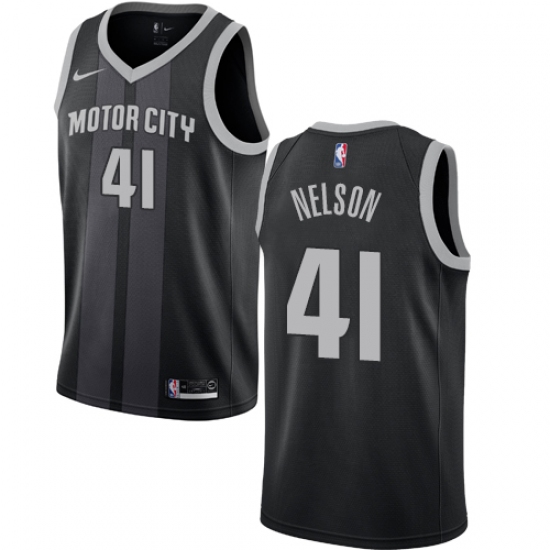 Men's Nike Detroit Pistons 41 Jameer Nelson Swingman Black NBA Jersey - City Edition
