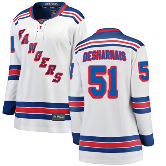 Women's New York Rangers 51 David Desharnais Fanatics Branded White Away Breakaway NHL Jersey