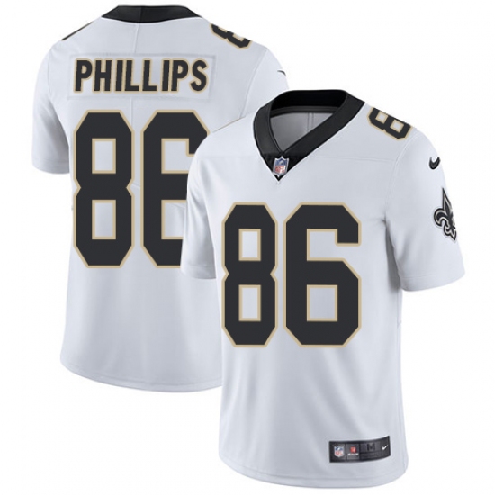 Men's Nike New Orleans Saints 86 John Phillips White Vapor Untouchable Limited Player NFL Jersey