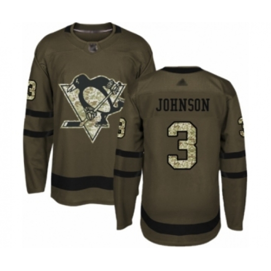 Men's Pittsburgh Penguins 3 Jack Johnson Authentic Green Salute to Service Hockey Jersey