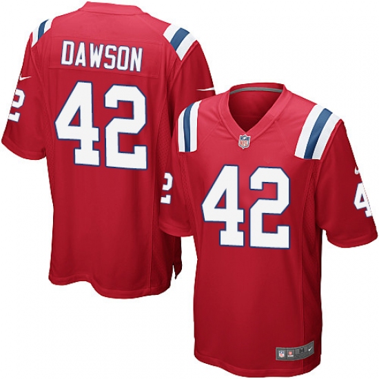 Men's Nike New England Patriots 42 Duke Dawson Game Red Alternate NFL Jersey