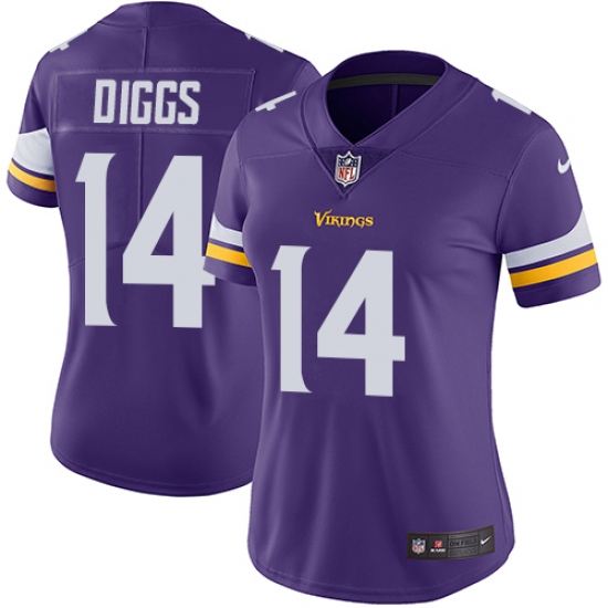 Women's Nike Minnesota Vikings 14 Stefon Diggs Purple Team Color Vapor Untouchable Limited Player NFL Jersey