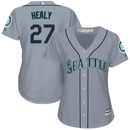 Women's Majestic Seattle Mariners 27 Ryon Healy Authentic Grey Road Cool Base MLB Jersey