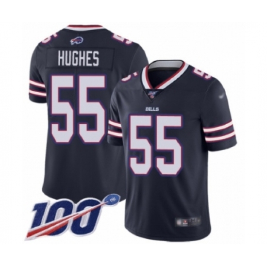 Men's Buffalo Bills 55 Jerry Hughes Limited Navy Blue Inverted Legend 100th Season Football Jersey