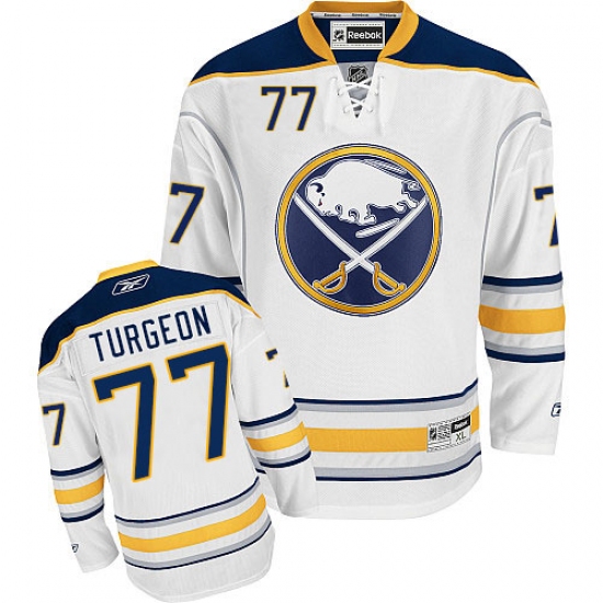 Men's Reebok Buffalo Sabres 77 Pierre Turgeon Authentic White Away NHL Jersey