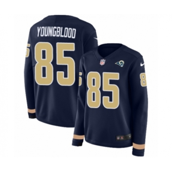 Women's Nike Los Angeles Rams 85 Jack Youngblood Limited Navy Blue Therma Long Sleeve NFL Jersey