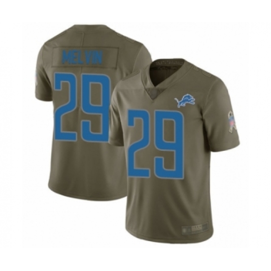 Youth Detroit Lions 29 Rashaan Melvin Limited Olive 2017 Salute to Service Football Jersey
