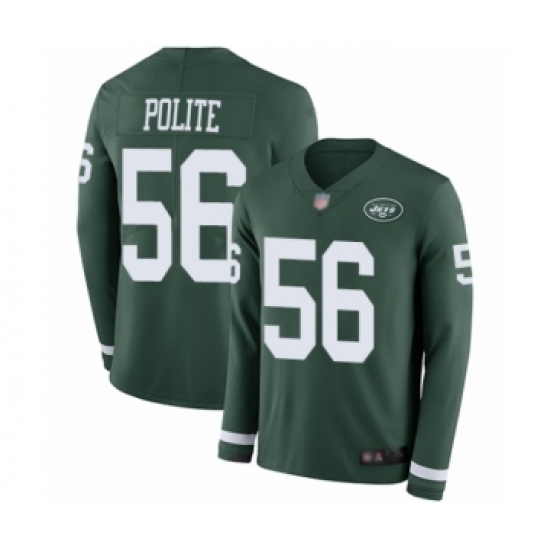 Youth New York Jets 56 Jachai Polite Limited Green Therma Long Sleeve Football Jersey