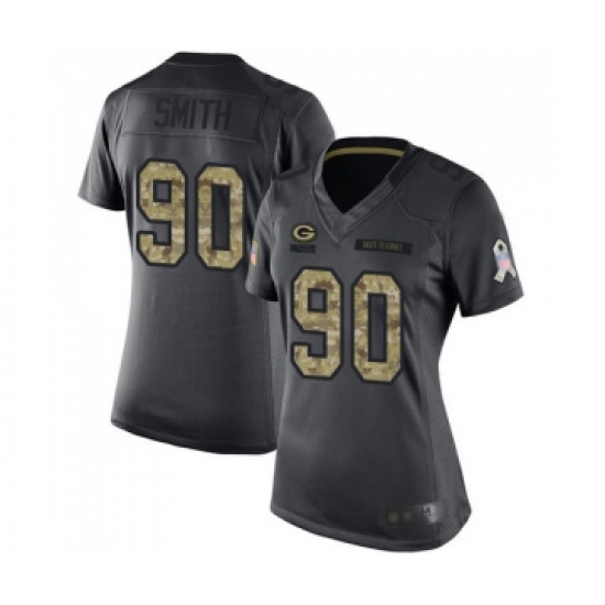 Women's Green Bay Packers 90 Za'Darius Smith Limited Black 2016 Salute to Service Football Jersey